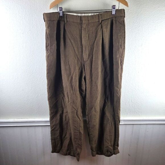 Men's Vintage Polo Ralph Lauren Wool Blend Houndstooth Brown Pants - Picture 1 of 9